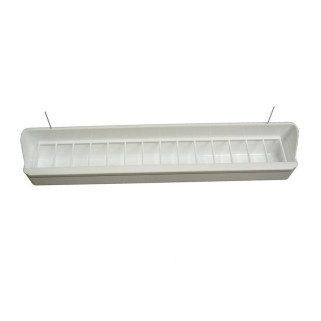 Mangeoire à Râtelier en Plastique Blanc avec Crochets Fer - 39 cm