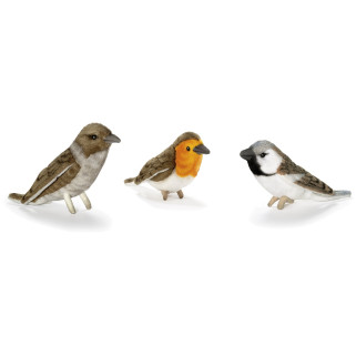 Hansa - Peluche de Collection Petit Oiseau (Moineau, Mésange ou Rouge-gorge) - 15 cm