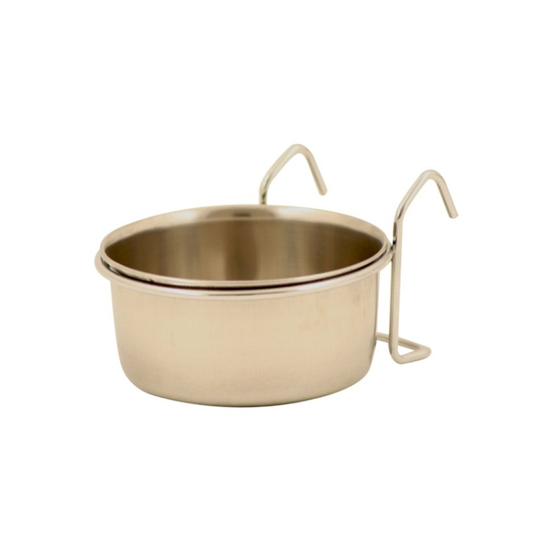 Mangeoire Inox Ronde avec Fixation à Crochets Ø 9 cm - 280 ml