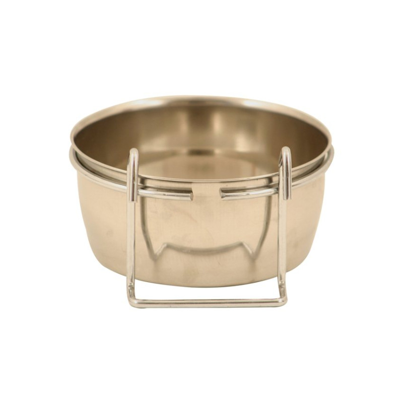Mangeoire Inox Ronde avec Fixation à Crochets Ø 9 cm - 280 ml