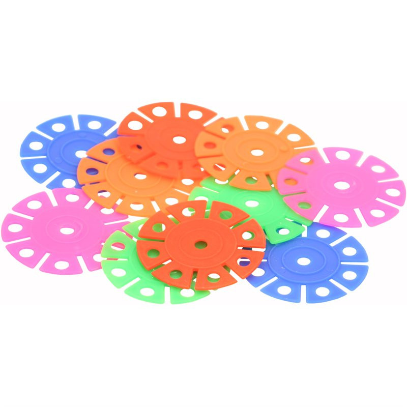 Disques multicolores Perforés en Plastique - Pièce de Jouet pour Oiseaux - 10 pièces