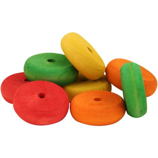 Disques Multicolores en Bois Percés - Pièces de Jouet pour Oiseaux - Large - 8 Pièces
