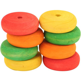 Disques Multicolores en Bois Percés - Pièces de Jouet pour Oiseaux - Large - 8 Pièces