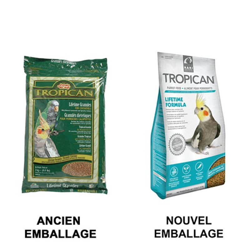 Hagen - Granulés Tropican  2 mm 1,8 kg - Lifetime Formula pour Grandes Perruches