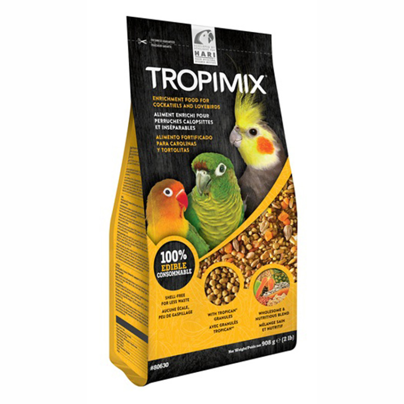 Tropimix Grandes Perruches 908 gr - Mélange de Graines, Granulés et Fruits sans Déchets pour Calopsittes, Conures,...
