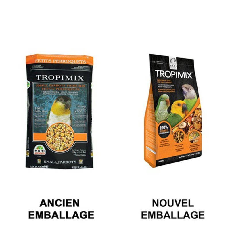 Tropimix Petits Perroquets 1,8 kg  - Mélange de Graines, Granulés et Fruits sans Déchets