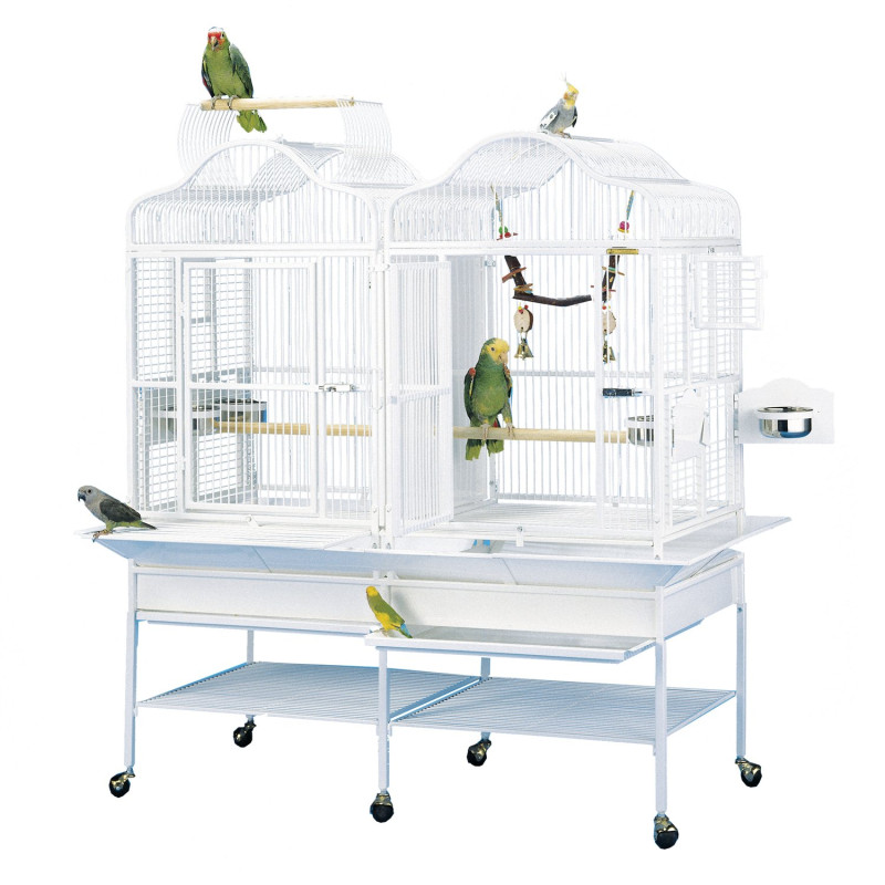 Cage Perroquet Double KING'S CAGES - Modèle 208 Blanc