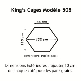 Cage Inox Perroquets KING'S CAGES - Modèle 508 Inox - espacement 25 mm