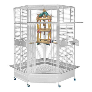 Cage d'Angle pour Perroquet KING'S CAGES - Modèle 509 Blanc