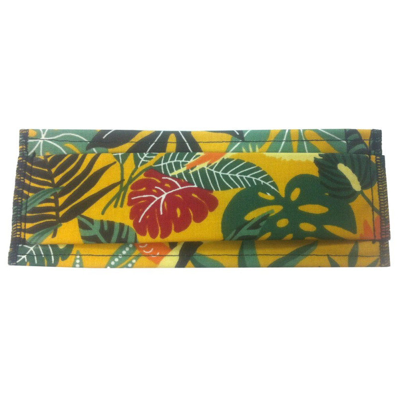 Masque en Tissu Lavable - Jaune Motif Jungle - Taille Adulte