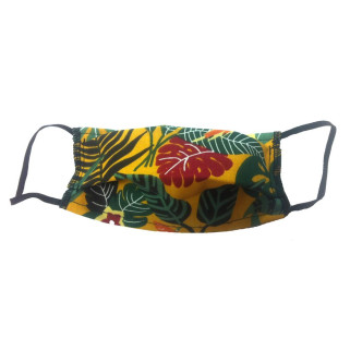 Masque en Tissu Lavable - Jaune Motif Jungle - Taille Enfant