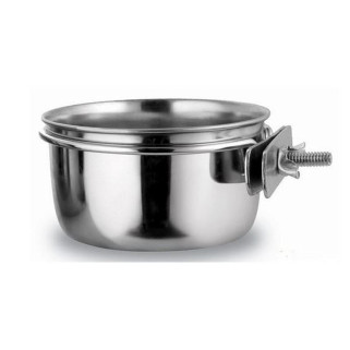 Mangeoire Inox Ronde avec Fixation à Vis 9.5 cm - 300 ml