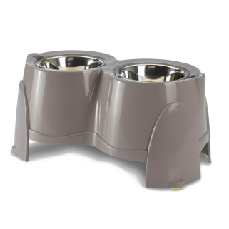 Double Gamelle Surélevée pour Grands Chiens Ergo Feeder - gris chaud