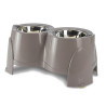 Double Gamelle Surélevée pour Grands Chiens Ergo Feeder - gris chaud