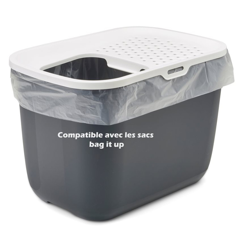 Savic - Maison de Toilette pour Chat Hop In - Blanc et Anthracite