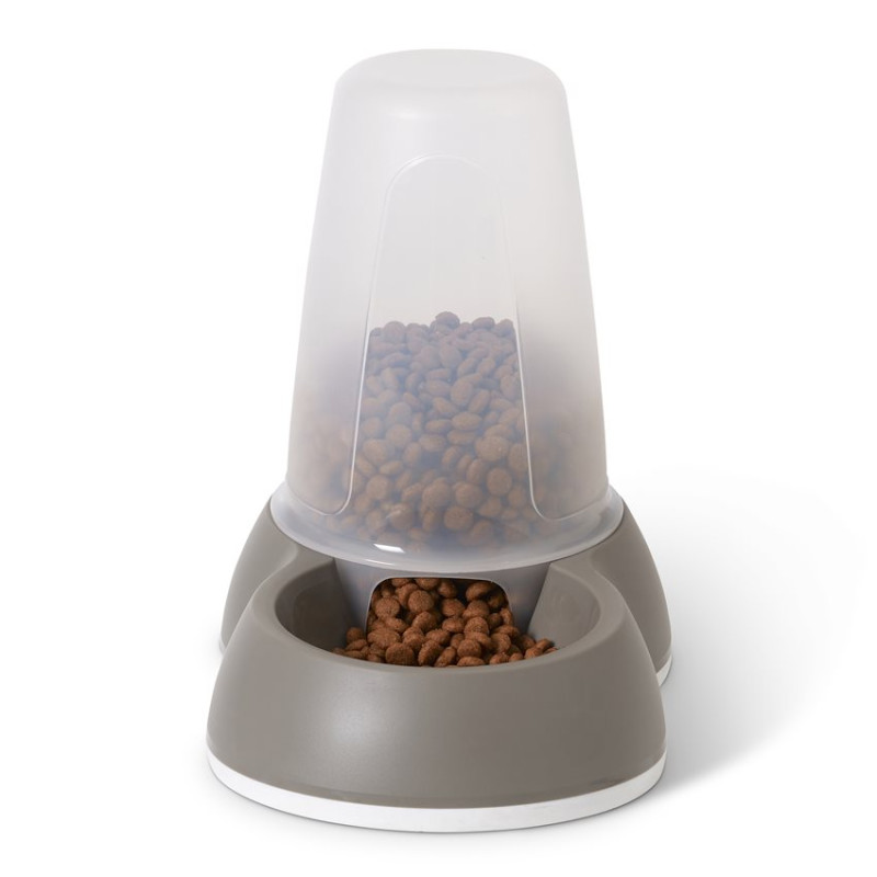 Distributeur de Nourriture Antidérapant pour Chien et Chat Loop 1,5 L - Gris Chaud