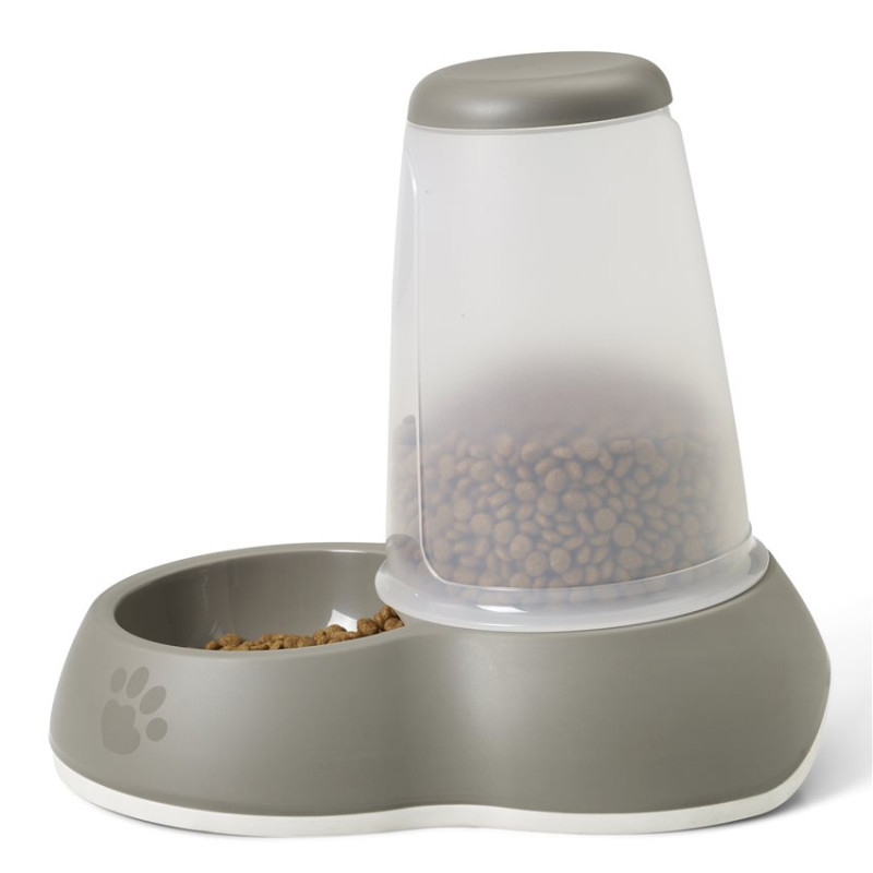 Distributeur de Nourriture Antidérapant pour Chien et Chat Loop 3 L - Gris Chaud