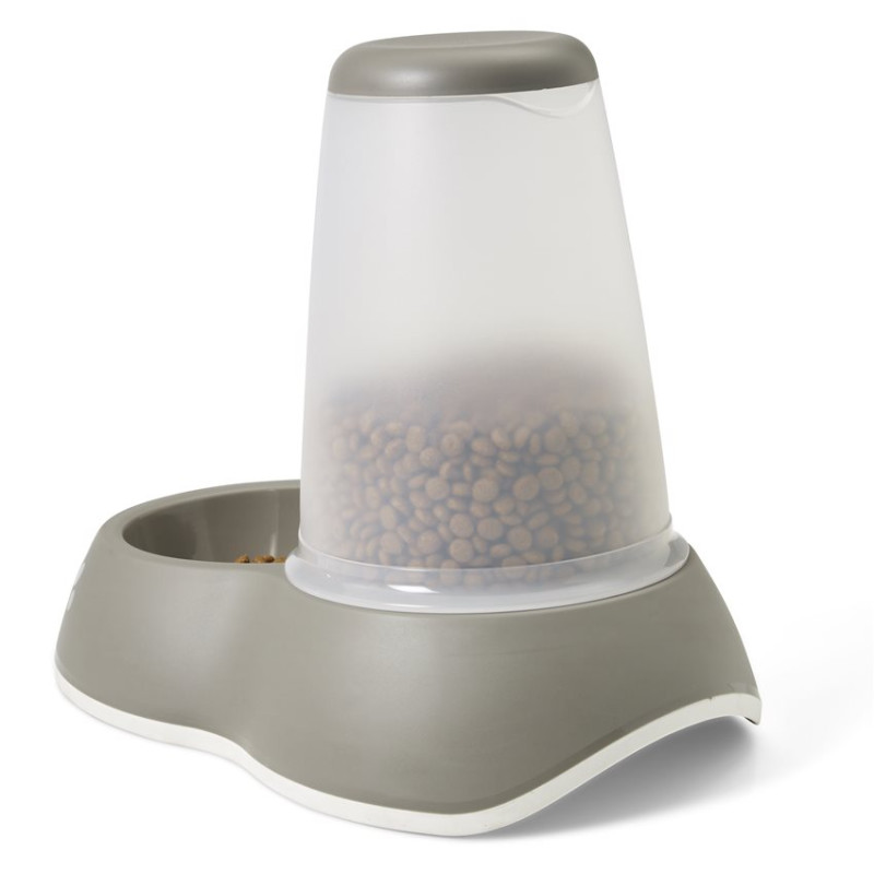 Distributeur de Nourriture Antidérapant pour Chien et Chat Loop 3 L - Gris Chaud