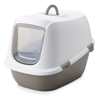 Savic - Maison de Toilette pour Chat Léo XL- Taupe/Blanc