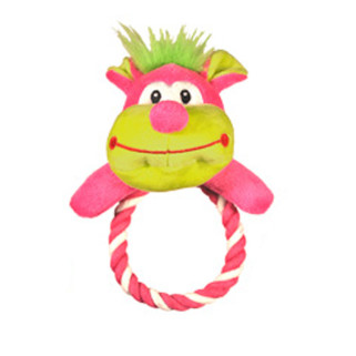Jouet Sonore pour Chien - Ours sur Anneau en Corde de Coton - 17 cm