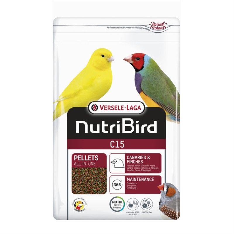 NutriBird C15 - 3 kg - Extrudés pour Canaris, Oiseaux Exotiques et Indigènes