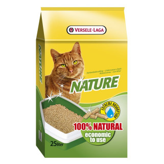 Versele-Laga Nature 25 L - 15 kg - Litière pour Chats en Granulés de Copeaux de Bois