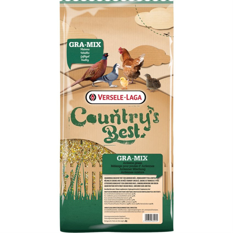 Gra-Mix Mélange Poules D'Ardennes - Avec Maïs Concassé Très Fin + Tournesol - 20 kg Gra-Mix Mélange Poules D'Ardennes - Avec Maïs Concassé Très Fin + Tournesol - 20 kg