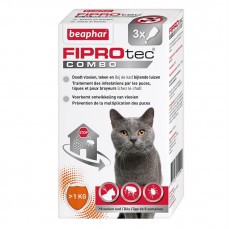Fiprotec Combo - Pipettes Anti Puces et Anti Tiques pour Chats et Furets - 3 pipettes