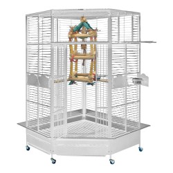 Cage d'Angle pour Perroquet KING'S CAGES - Modèle 509 Blanc